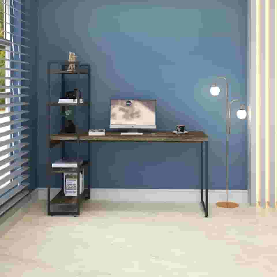 Escrivaninha com Estante Alta 4 Prateleiras 1,50m Dynamica