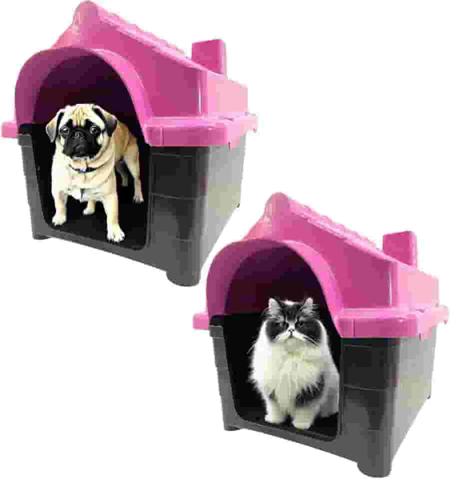 2x Casinhas Pet Cachorro Gato Conforto e Segurança Casa N2 (Rosa, N2)