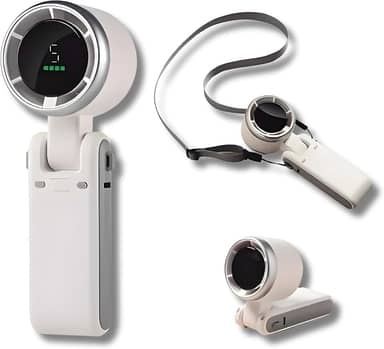 Ventilador Portátil Recarregável 7W, Mini Ventilador de Mão Dobrável com Tela Digital, 5 Velocidades, Bateria 3600mAh até 6h de Uso, Ultra Silencioso com Entrada Type-C – Ótimo para o Verão