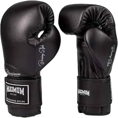 Luva de Boxe Muay Thai Maximum Classic Black Kickboxing MMA