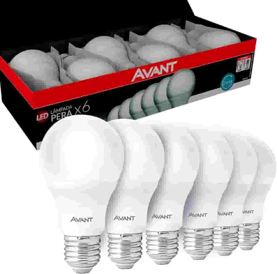 Kit com 6 Lâmpadas 9W LED Bulbo, Bivolt 6500K Branco frio, 274061473, Avant