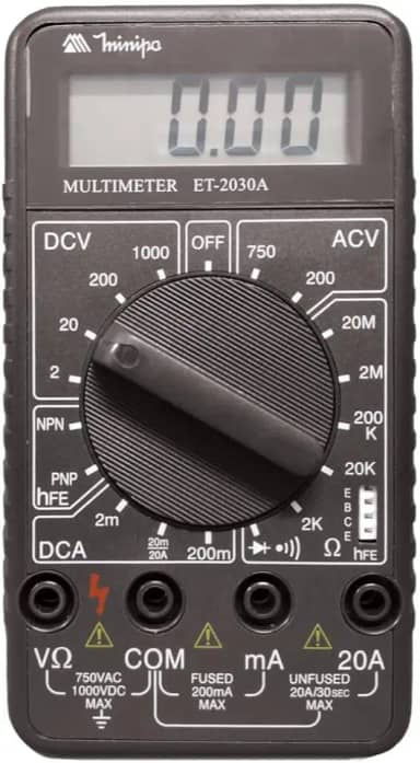 Multímetro Digital 20MOHMS 20A ET-2030A Minipa