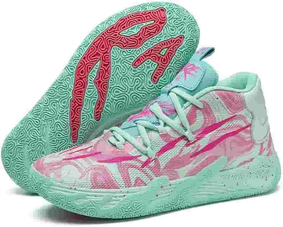 Tênis de basquete unissex, calçados esportivos respiráveis com design multicolorido, tração dinâmica, conforto o dia todo para quadras internas/externas Equipamento de basquetebol