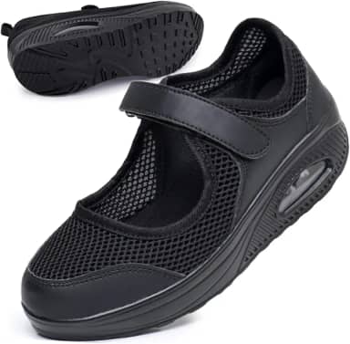 Sapatos femininos confortáveis de trabalho para enfermeira, antiderrapante, ajustável, respirável, buffer de caminhada, fitness, casual, ortopédico, leve, artrite, diabetes, dor no calcanhar