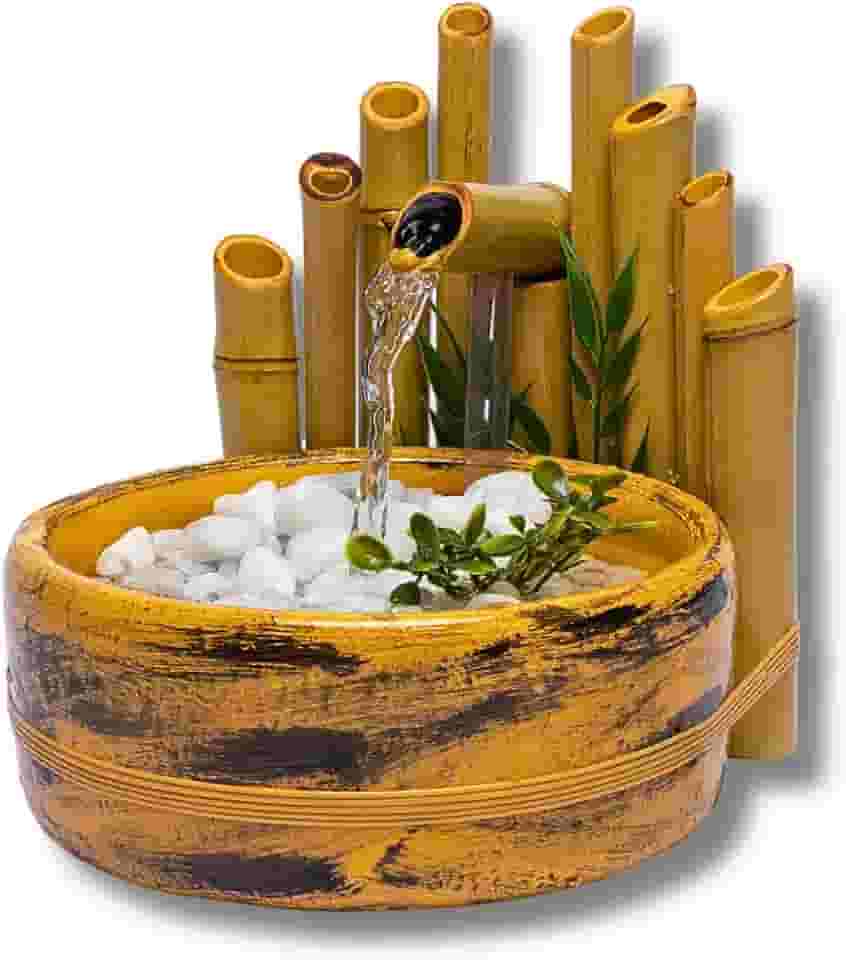 Fonte Decorativa Cascata de Bambu com Bomba 3W Bivolt Silenciosa e Economica