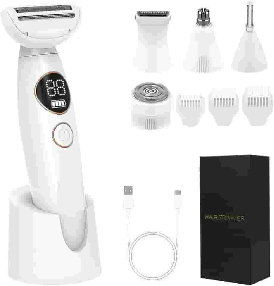 Depilador Eletrico Feminino, Barbeador Elétrico Feminino, Barbeador Feminino, 5 em 1, IPX7