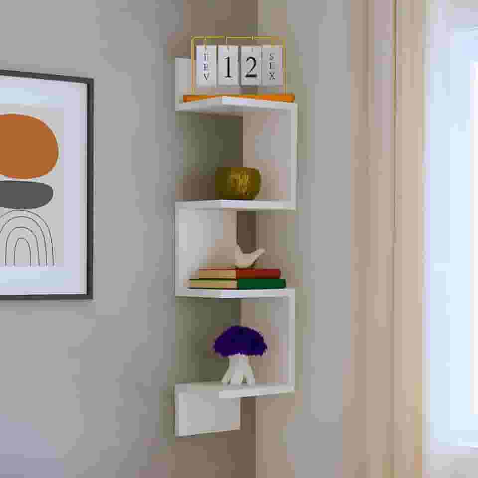 Genérico, Estante De Canto De Parede Para Livros Nicho Vertical Ideal Para Sala Quarto Hall De Entrada Branca
