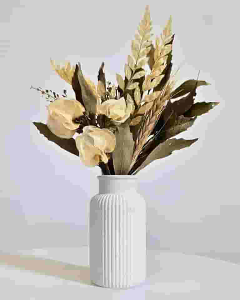 Arranjo De Flores Secas Decorativo Vaso Garrafa Listras