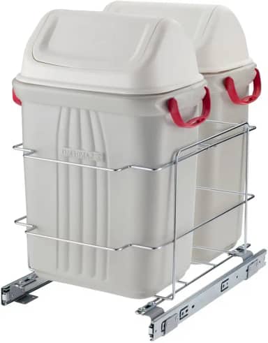 Schmitt 72701C Suporte Duplo - 2 Lixeiras, 19 L, Embutir Corrediça Deslizante