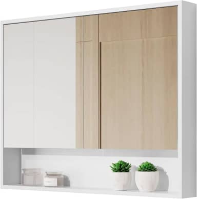 Armário De Banheiro Aéreo Espelheira Eros 2 Portas Branco