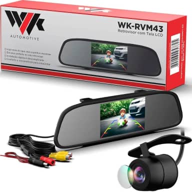 Retrovisor Automotivo com Tela + Câmera de Ré Lente Vidro