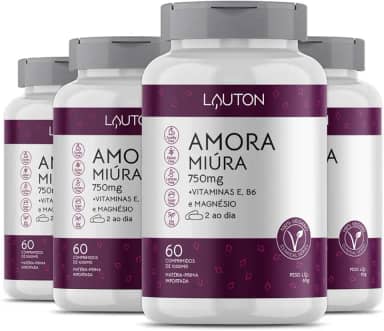 Amora Miura 750mg Premium com Vitaminas Lauton Alivia TPM e Menopausa - Kit 4