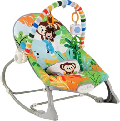 Cadeirinha Descanso Balanço Vibratória com Musical e Ruído Branco acalma Bebê Zoológico Verde