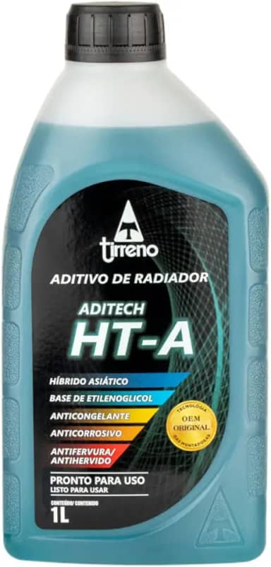 1 Litro Aditivo Radiador Híbrido HT-A Azul Pronto Uso Original Tirreno Motor Alúmínio homologado Hyundai Toyota Honda Nissan Kia Mitsubishi Suzuki Subaru