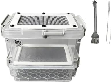 Dualoai Caixa de alimentação para baratas, caixa de reprodução, gaiola leve, recipiente transparente, terrário, habitat para criação de bichos, para criação, Malha 0.4 Mm