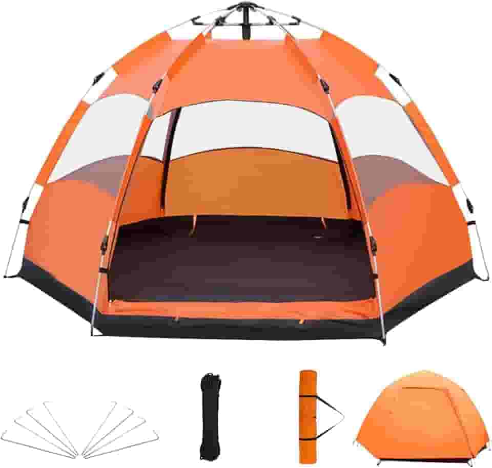 Barraca Pop-Up Automática 4-6 Pessoas, Impermeável, Grande Espaço 270x240x150cm, Montagem Rápida, Proteção UV e Insetos, Inclúi Estacas