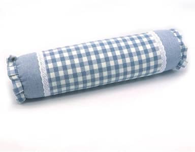 Travesseiro de apoio lombar Edomi com gola cervical e travesseiro de trigo sarraceno arredondado para amortecimento lateral e suporte nas costas, enchimento de cascos de trigo sarraceno, Azul, 15x4 Inch, 1