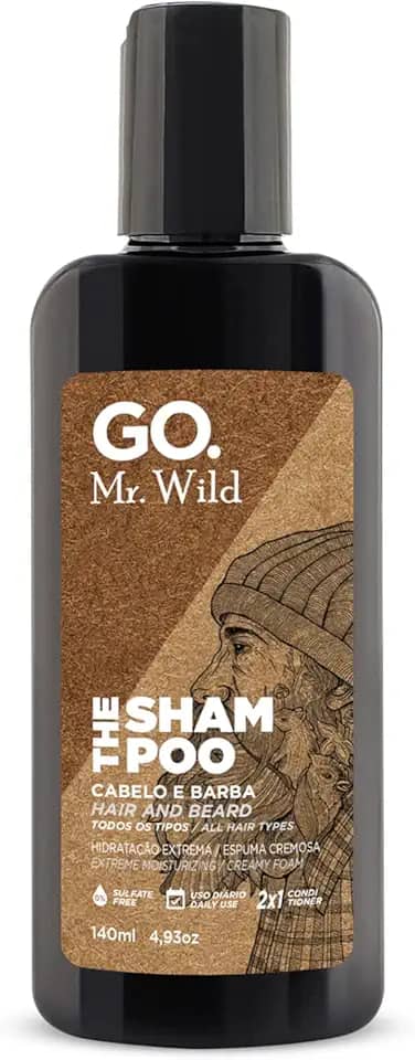 GO. Man Shampoo Cabelo E Barba Go Mr Wild Hidratação Intensa Alta Espumação Ultra Condicionante Fragrância Amadeirada Fresh Go Man