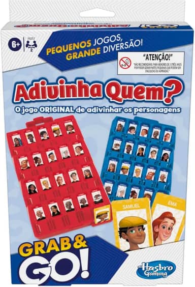 Hasbro Gaming Adivinha Quem? Grab and Go, jogo de tabuleiro portátil para 2 jogadores, jogos infantis para crianças acima de 6 anos