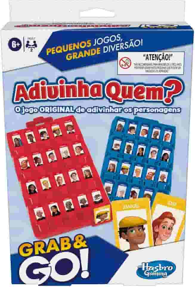 Hasbro Gaming Adivinha Quem? Grab and Go, jogo de tabuleiro portátil para 2 jogadores, jogos infantis para crianças acima de 6 anos