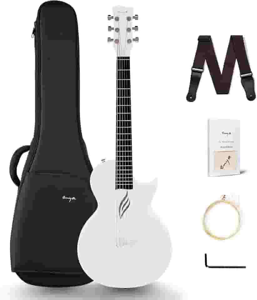 Enya Nova Go Guitarra acústica de fibra de carbono tamanho 1/2 para iniciantes, adultos, viagem, Acustica, kit de embalagem colorida para presente, alça de violão acústica, bolsa de trabalho, pano de