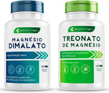 Kit Mix Magnesio Dimalato + Treonato 100% Puro Importado 500mg 240Cáps Ecomev