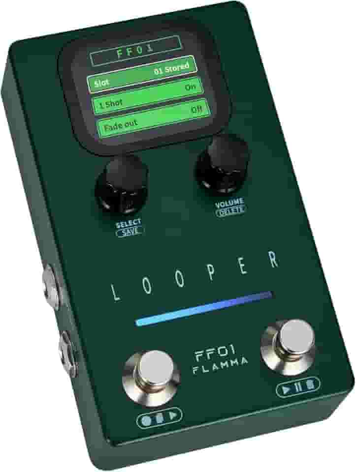 FLAMMA Pedal De Guitarra Looper, Ff01 Com 40 Slots, Tempo Loop 160 Minutos, Tela Pedais Estéreo Para Guitarra/Baixo, Fade Out, Gerenciamento Dados Usb