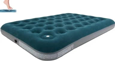 Colchão Inflável Casal Multiuso com Bomba de Ar Embutida, Cobertura Aveludada, Azul Marinho