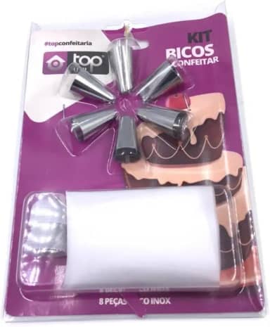 Bicos De Confeitar Inox + Saco Bisnaga 8 Peças Para Confeitaria | Kit Decoração Bolos Cupcakes Tortas Sobremesas