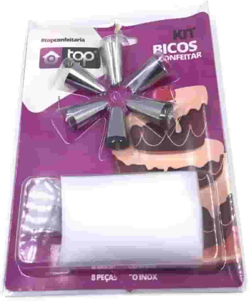 Bicos De Confeitar Inox + Saco Bisnaga 8 Peças Para Confeitaria | Kit Decoração Bolos Cupcakes Tortas Sobremesas