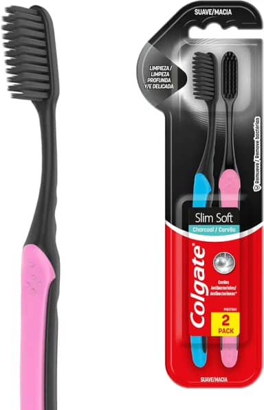 Escova de Dente Colgate Slim Soft Black 2 unid