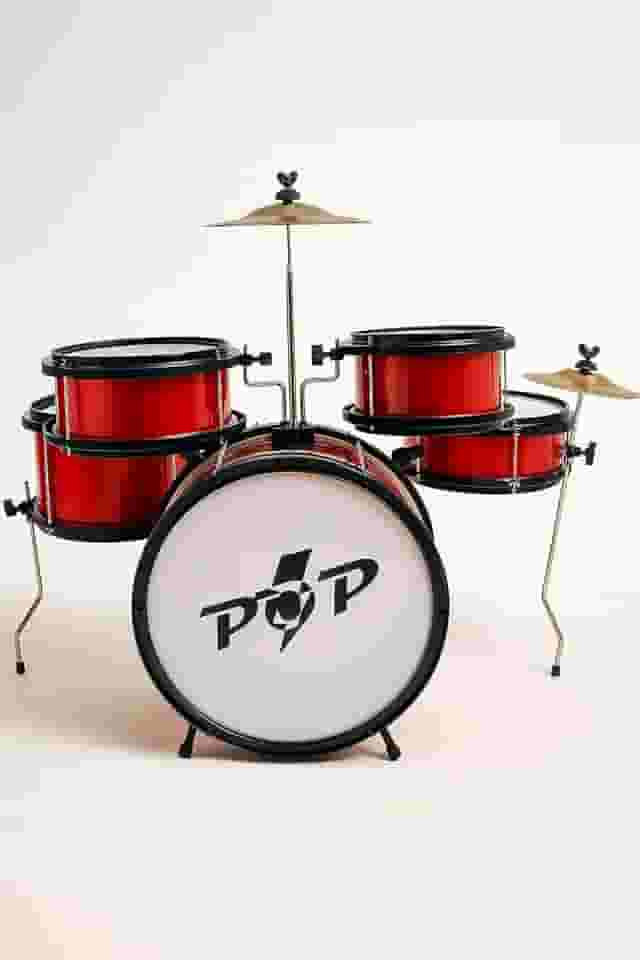 Bateria Infantil Pop 05 Pecas Alumisteel E P.S. Pint Eletro Vermelho Aro Nylon Pele Leitosa - Infant - Luen