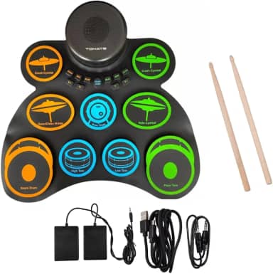 Bateria Eletrônica Portátil Roll Up 9 Pads 1000mAh c/Pedais