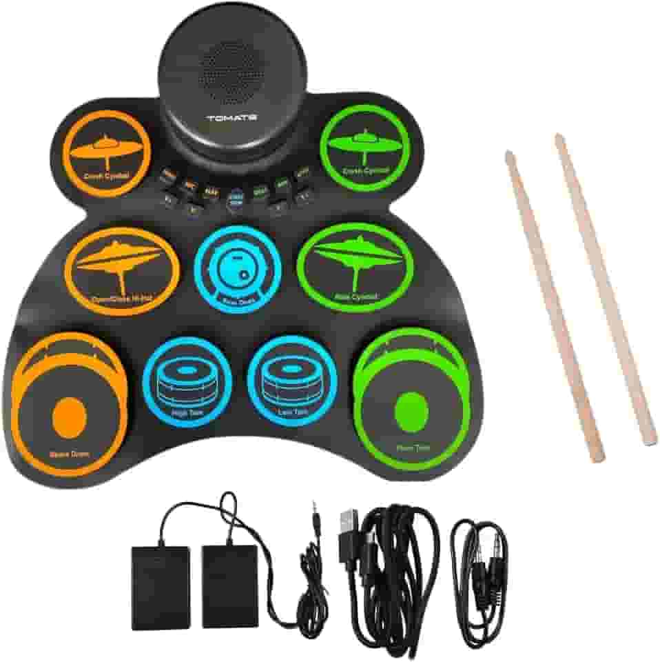 Bateria Eletrônica Portátil Roll Up 9 Pads 1000mAh c/Pedais