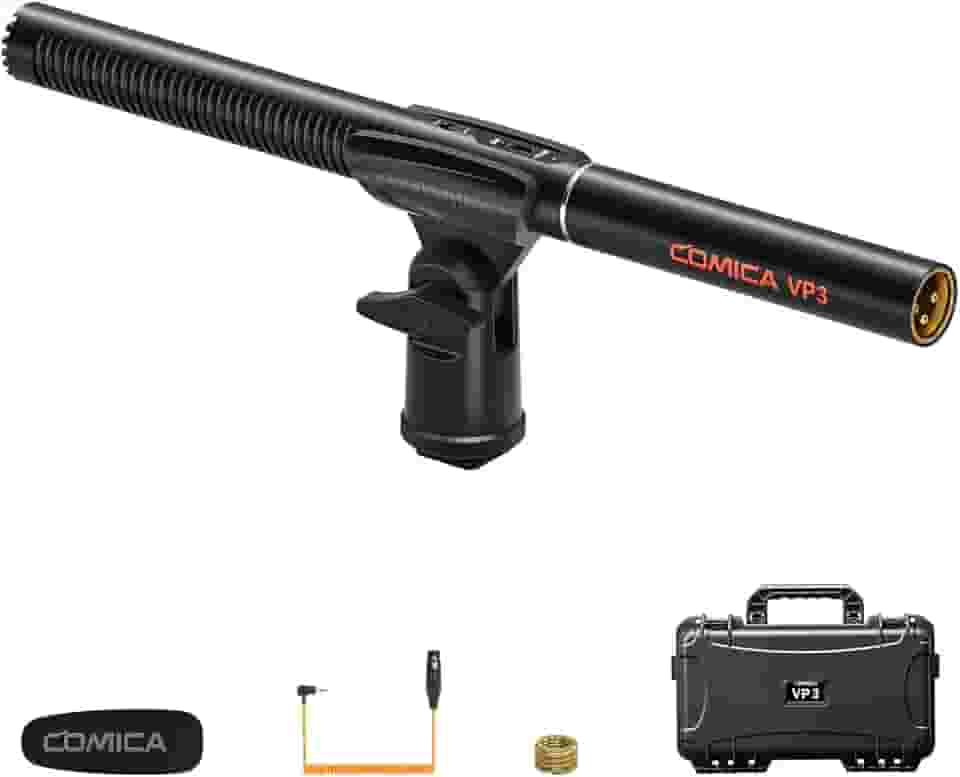 COMICA VP3 Microfone Shotgun XLR Supercardioide – Microfone Condensador Direcional para Câmeras, Filmadoras, Gravação de Áudio/Vídeo, Criação de Conteúdo, Cinema e TV