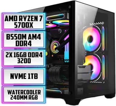 PC GAMER RYZEN 7 5700X, B550M, WI-FI, 32GB RAM, NVME 1TB, NVIDIA RTX 5060 8GB