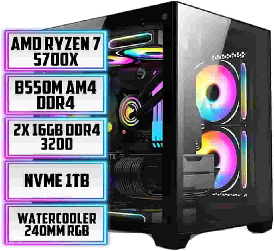 PC GAMER RYZEN 7 5700X, B550M, WI-FI, 32GB RAM, NVME 1TB, NVIDIA RTX 5060 8GB