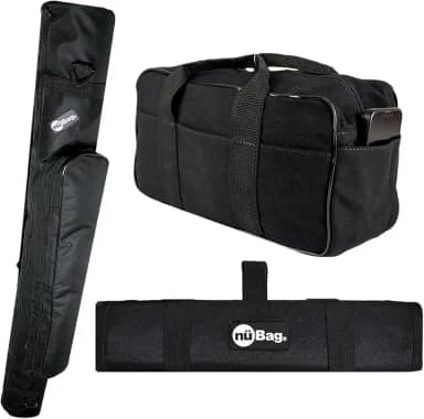 Jogo Completo Pescaria com Porta Varas 65cm + Bolsa Pequena de Mão + Estojo Porta Empate Anzol Nü Bag (Preto)