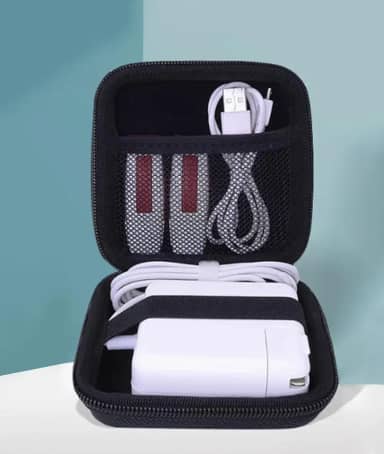 Bolsa organizadora de cabos de viagem, bolsa de armazenamento de camada dupla portátil à prova d'água para fone de ouvido