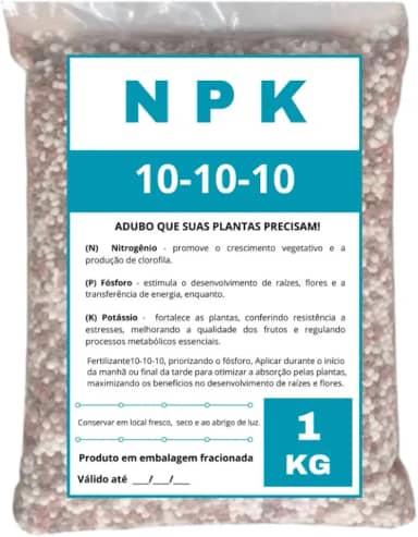 Adubo Fertilizante NPK 10.10.10 1kg Para Zamioculca, Flores, Rosa do Deserto e Plantas