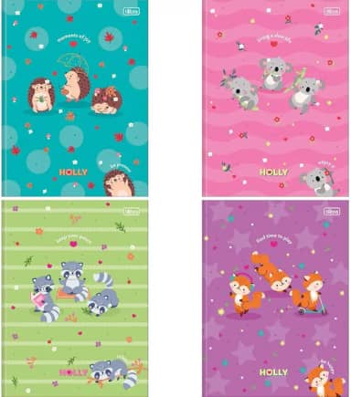 Kit com 5 Cadernos Brochurão, Tilibra, Holly, Universitário, Capa Dura, 80 Folhas, Capas Sortidas