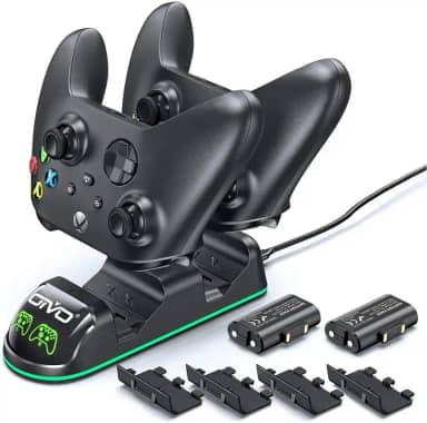 Kit Base Carregador Duplo Dock Preto com Led + 2 Baterias Recarregáveis Compatível com Controle Xbox Series X/S Xbox One Elite