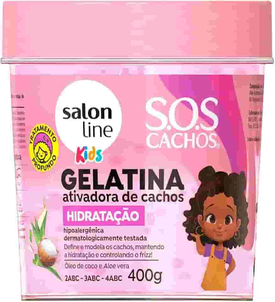 Salon Line, SOS Cachos, Gelatina Capilar Ativadora de Cachos, Kids Hidratação, Vegano - Para Cabelos Cacheados, 400 g