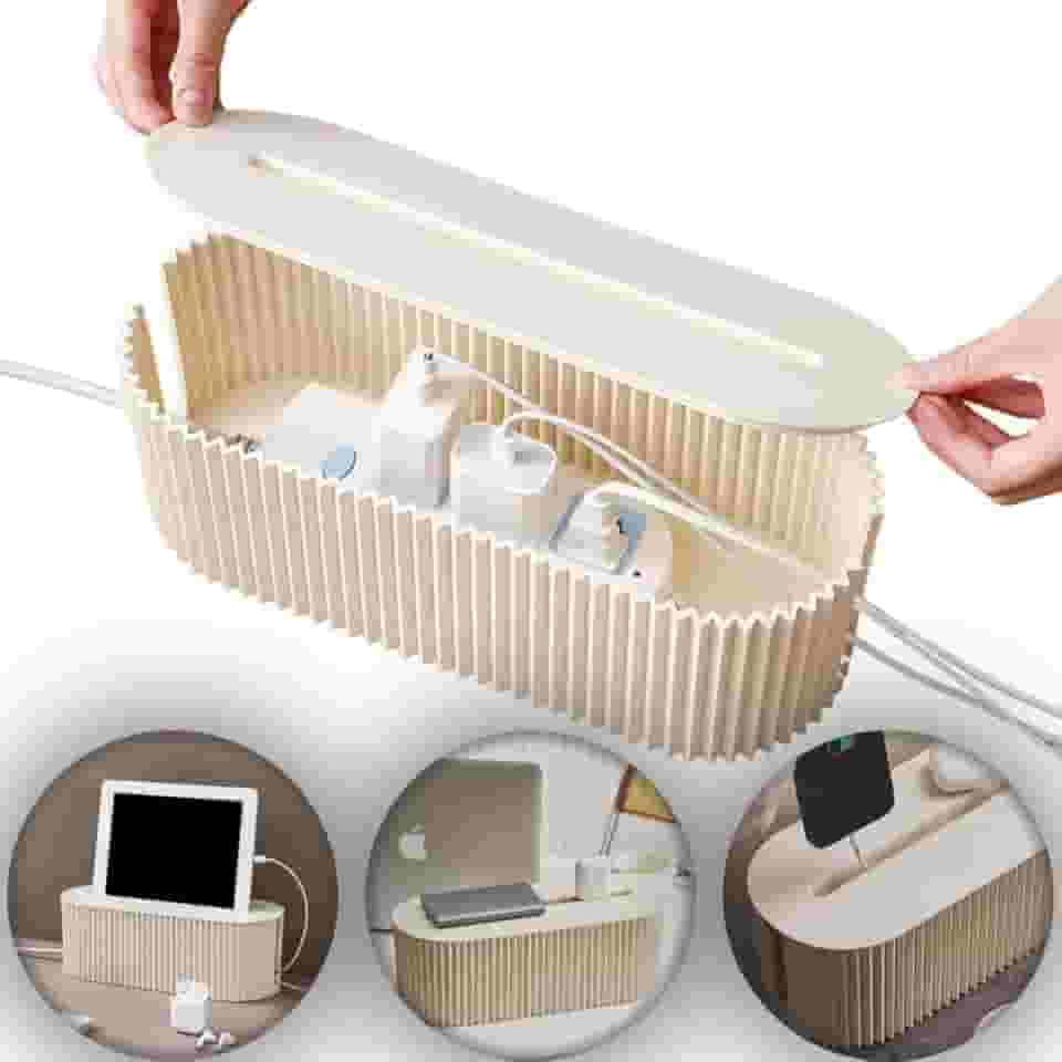 Caixa Organizadora de Fios e Cabos Porta Tomadas Fonte Régua de Energia Protetor Esconder Fios Para Mesa Escritório Casa