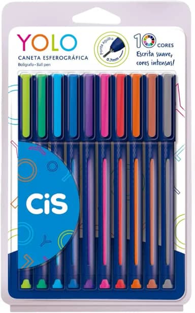 Caneta Esferográfica - CIS YOLO - Estojo com 10 unidades
