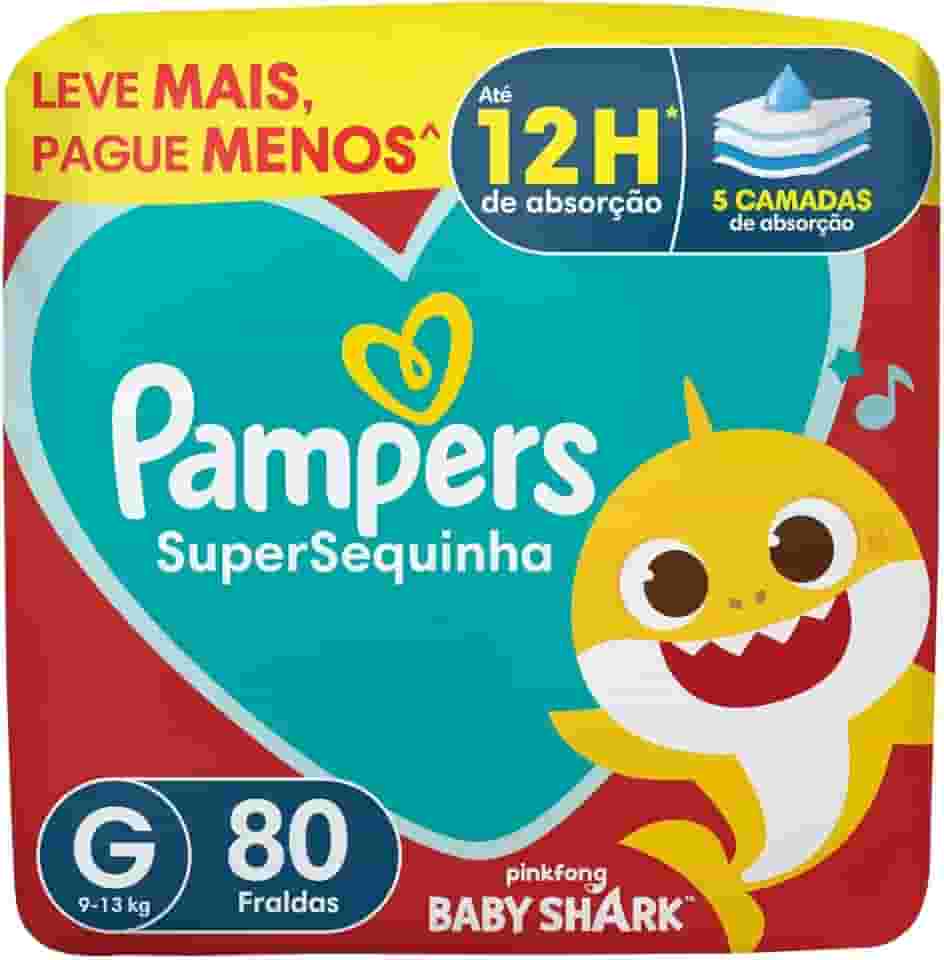Fralda descartável Pampers Supersequinha, Tamanho G 80 Unidades