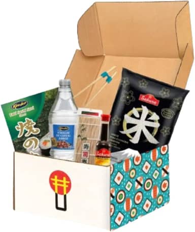 Kit Oriental Sushi 5 itens - Nori, Arroz, Shoyu, Esteira, Gergelim