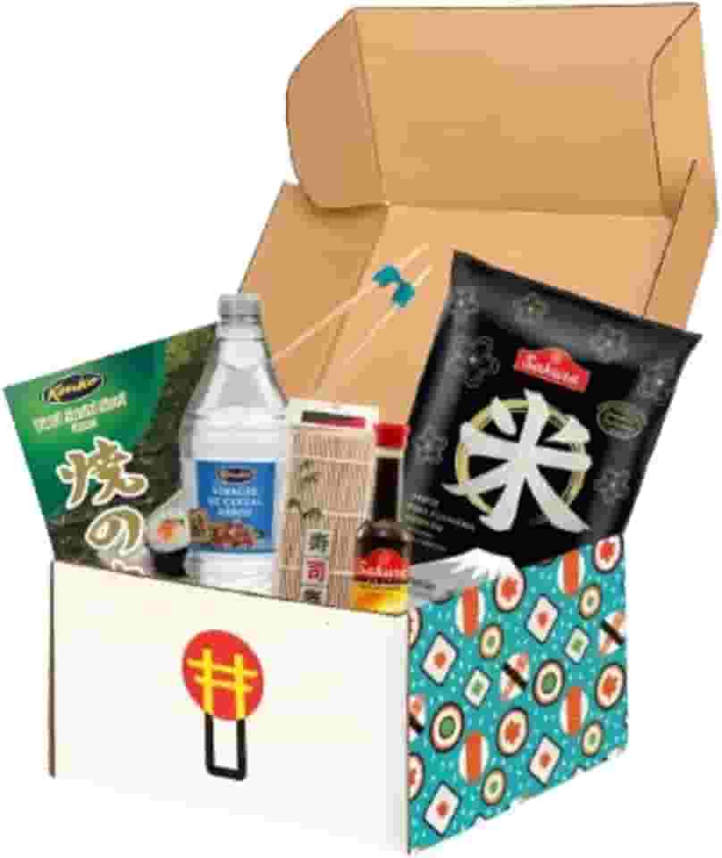 Kit Oriental Sushi 5 itens - Nori, Arroz, Shoyu, Esteira, Gergelim