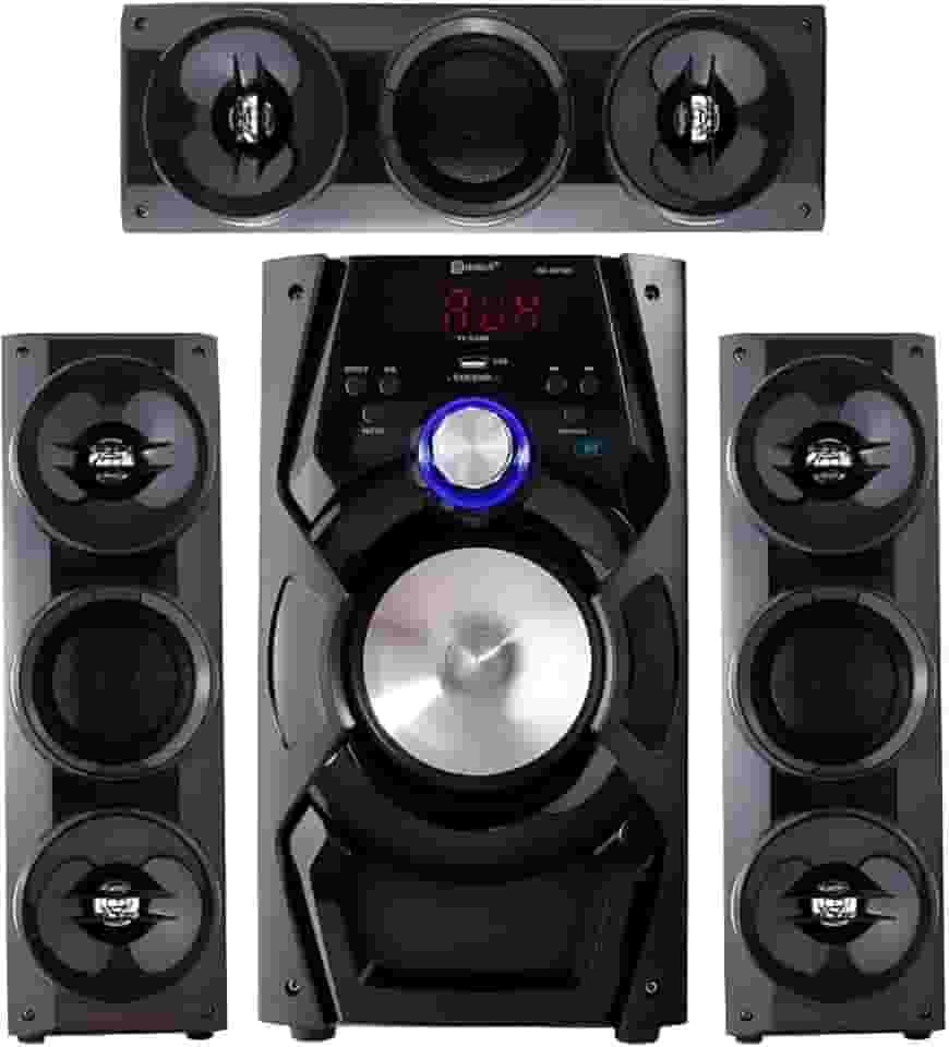 Sistema de Som Bluetooth, Mini System 50W, 4 Caixas de Som, Controle Remoto, USB, FM, Preto, 40cm x 21.5cm