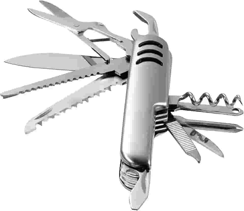 Canivete Suíço Multifuncional, 11 Funções, Aço Inoxidável, 15cm Aberto